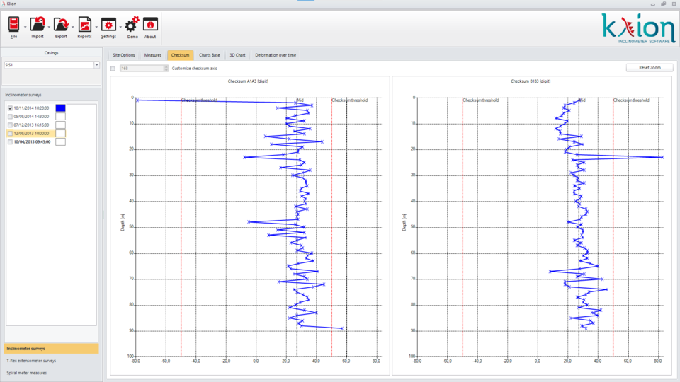 KLION software for inclinometers and extensometers